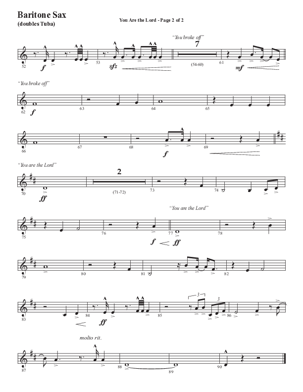 You Are The Lord (Choral Anthem SATB) Bari Sax (Semsen Music / Arr. Cliff Duren)