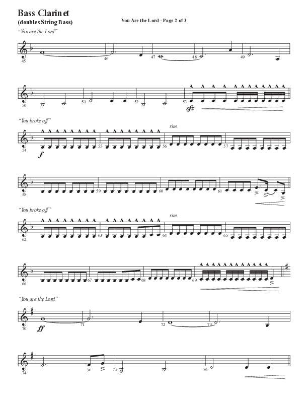 You Are The Lord (Choral Anthem SATB) Bass Clarinet (Semsen Music / Arr. Cliff Duren)