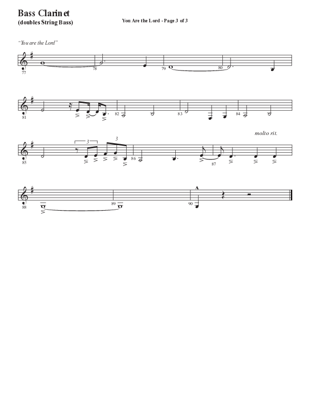 You Are The Lord (Choral Anthem SATB) Bass Clarinet (Semsen Music / Arr. Cliff Duren)