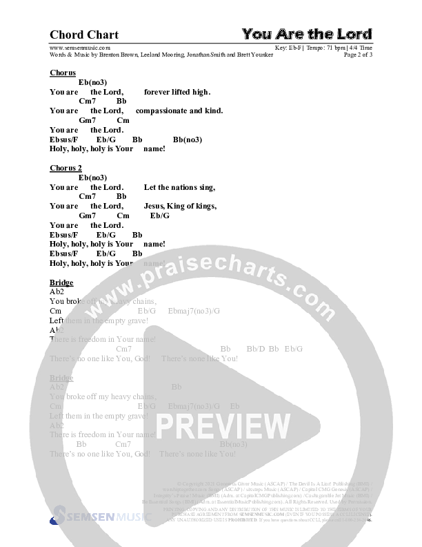 You Are The Lord (Choral Anthem SATB) Chords & Lead Sheet (Semsen Music / Arr. Cliff Duren)