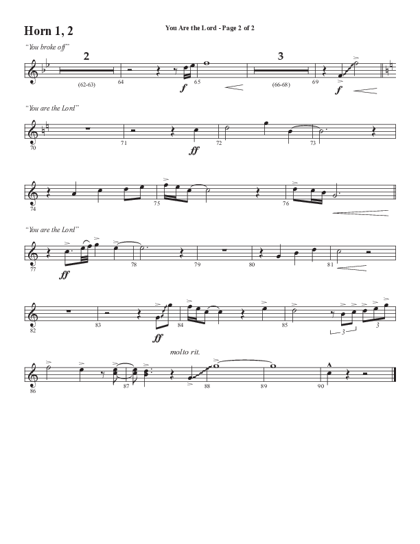 You Are The Lord (Choral Anthem SATB) French Horn 1/2 (Semsen Music / Arr. Cliff Duren)