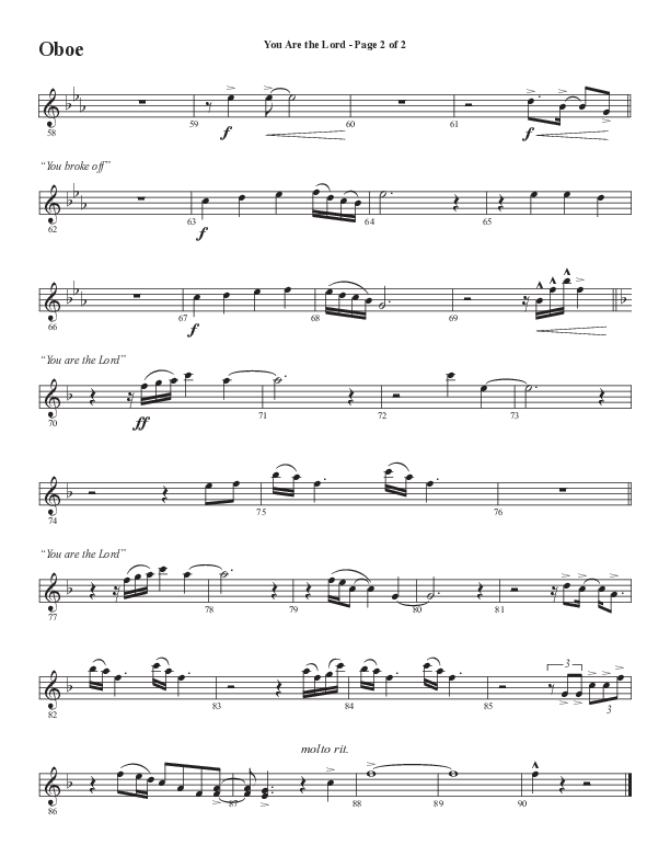 You Are The Lord (Choral Anthem SATB) Oboe (Semsen Music / Arr. Cliff Duren)