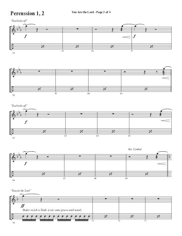 You Are The Lord (Choral Anthem SATB) Percussion (Semsen Music / Arr. Cliff Duren)