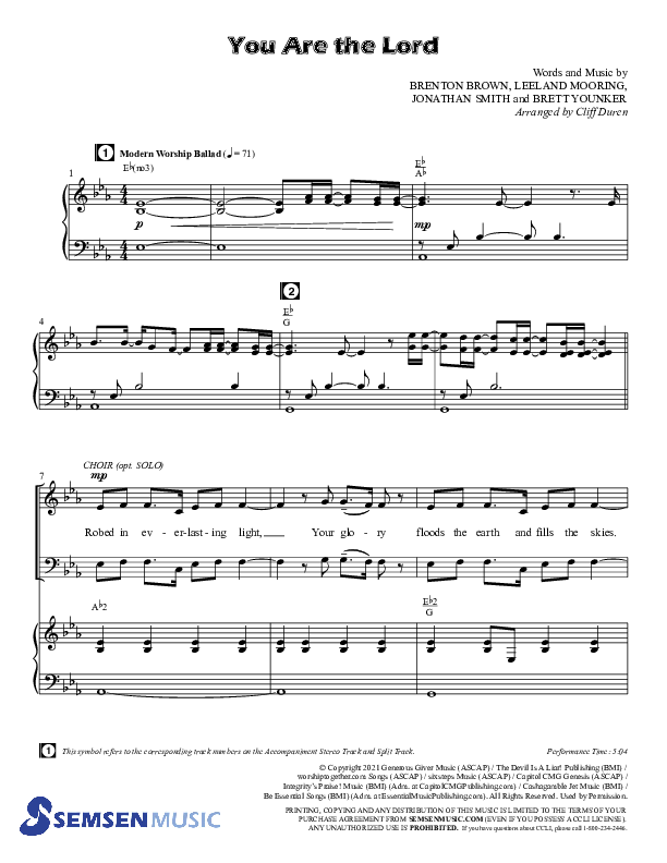 You Are The Lord (Choral Anthem SATB) Anthem (SATB/Piano) (Semsen Music / Arr. Cliff Duren)