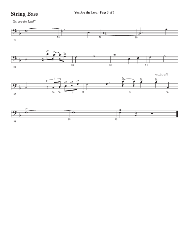 You Are The Lord (Choral Anthem SATB) String Bass (Semsen Music / Arr. Cliff Duren)