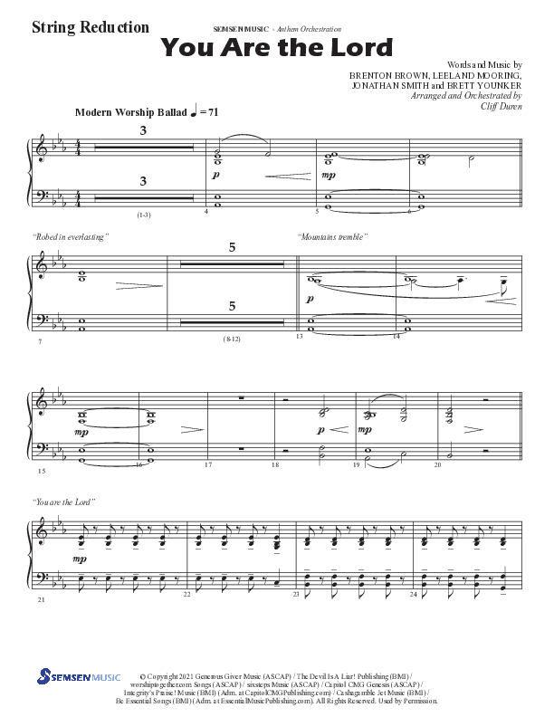You Are The Lord (Choral Anthem SATB) String Reduction (Semsen Music / Arr. Cliff Duren)