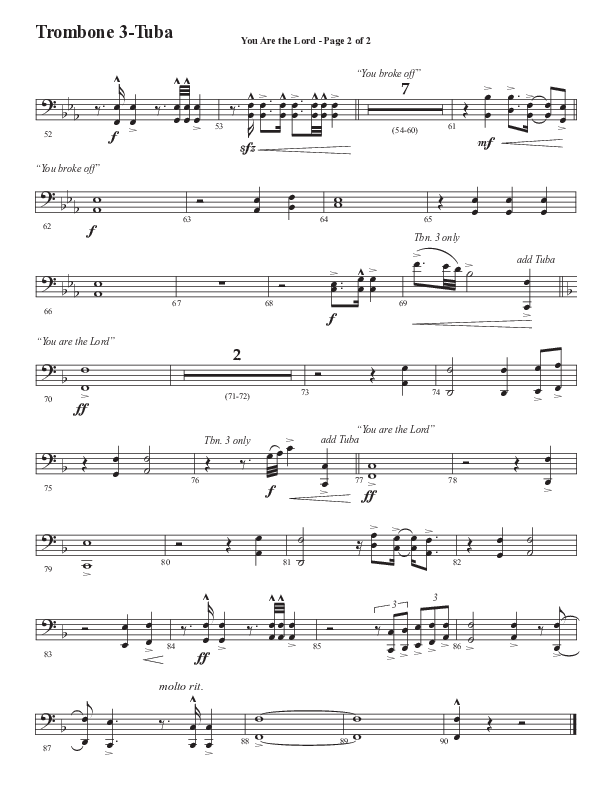 You Are The Lord (Choral Anthem SATB) Trombone 3/Tuba (Semsen Music / Arr. Cliff Duren)