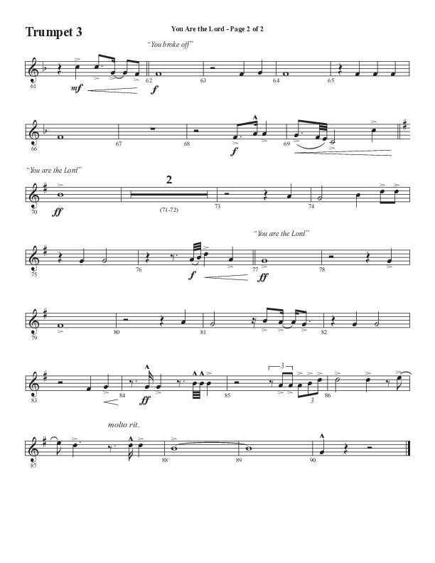 You Are The Lord (Choral Anthem SATB) Trumpet 3 (Semsen Music / Arr. Cliff Duren)