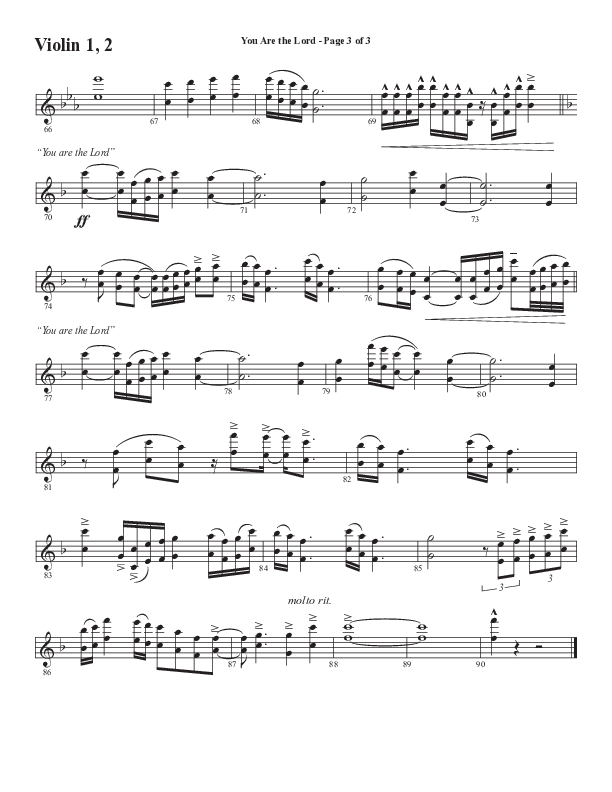 You Are The Lord (Choral Anthem SATB) Violin 1/2 (Semsen Music / Arr. Cliff Duren)