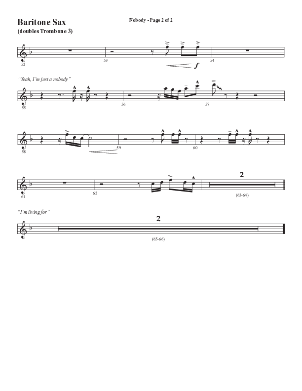 Nobody (Choral Anthem SATB) Bari Sax (Semsen Music / Arr. Phil Nitz)