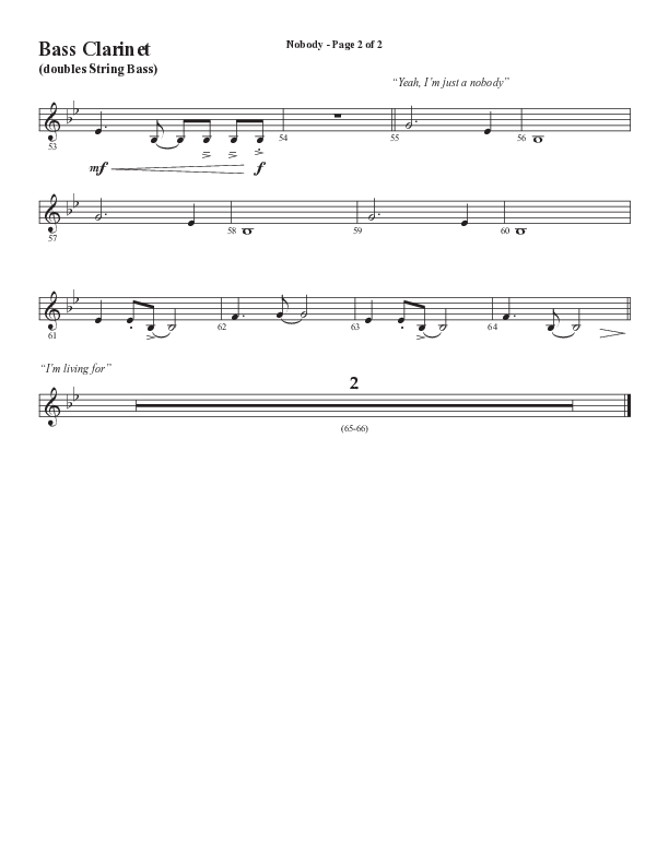 Nobody (Choral Anthem SATB) Bass Clarinet (Semsen Music / Arr. Phil Nitz)