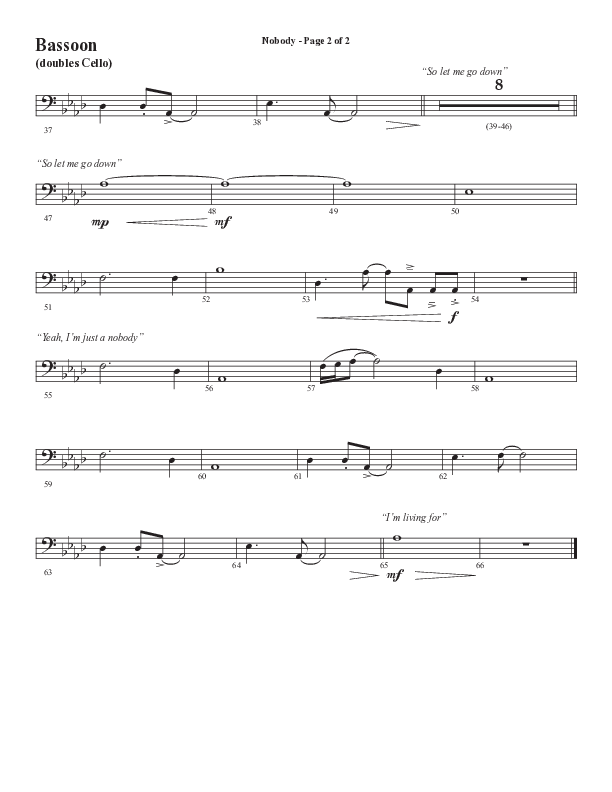 Nobody (Choral Anthem SATB) Bassoon (Semsen Music / Arr. Phil Nitz)