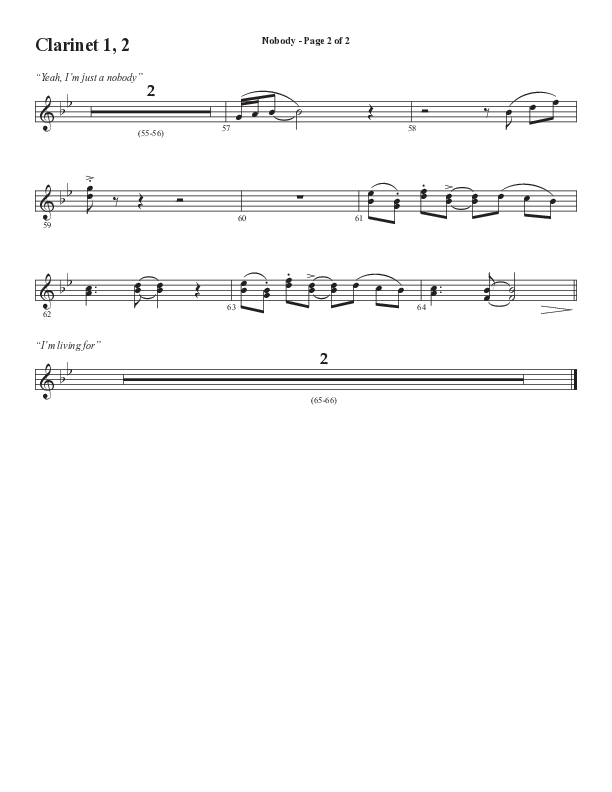 Nobody (Choral Anthem SATB) Clarinet 1/2 (Semsen Music / Arr. Phil Nitz)