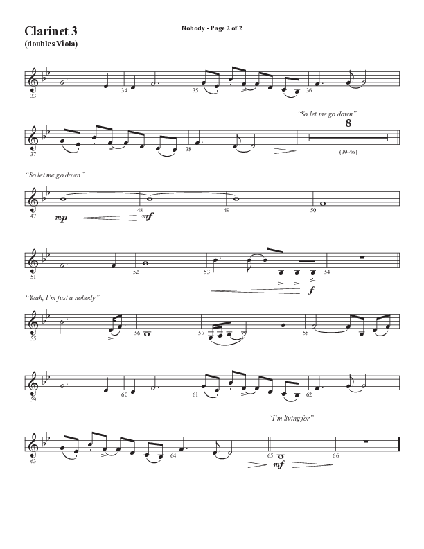 Nobody (Choral Anthem SATB) Clarinet 3 (Semsen Music / Arr. Phil Nitz)