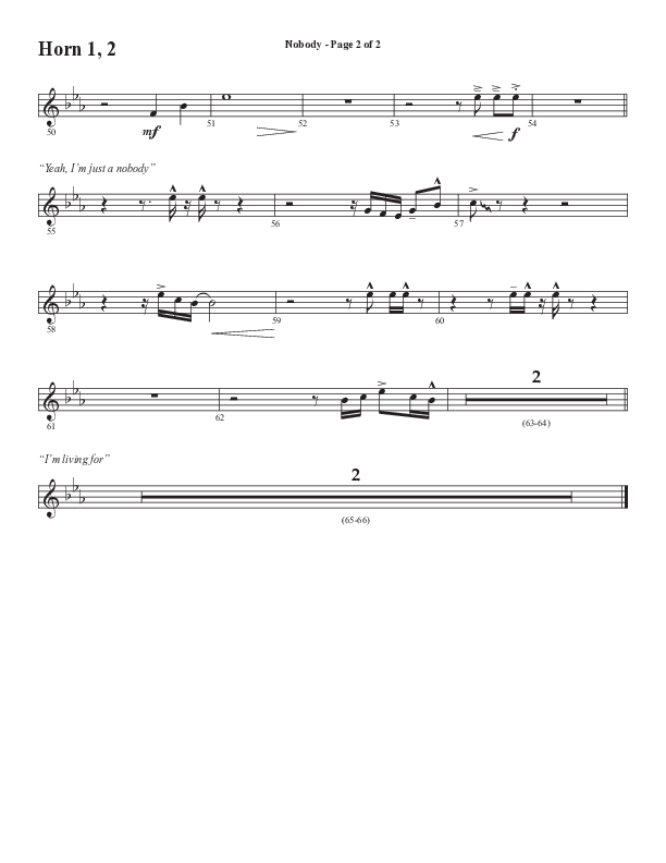 Nobody (Choral Anthem SATB) French Horn 1/2 (Semsen Music / Arr. Phil Nitz)