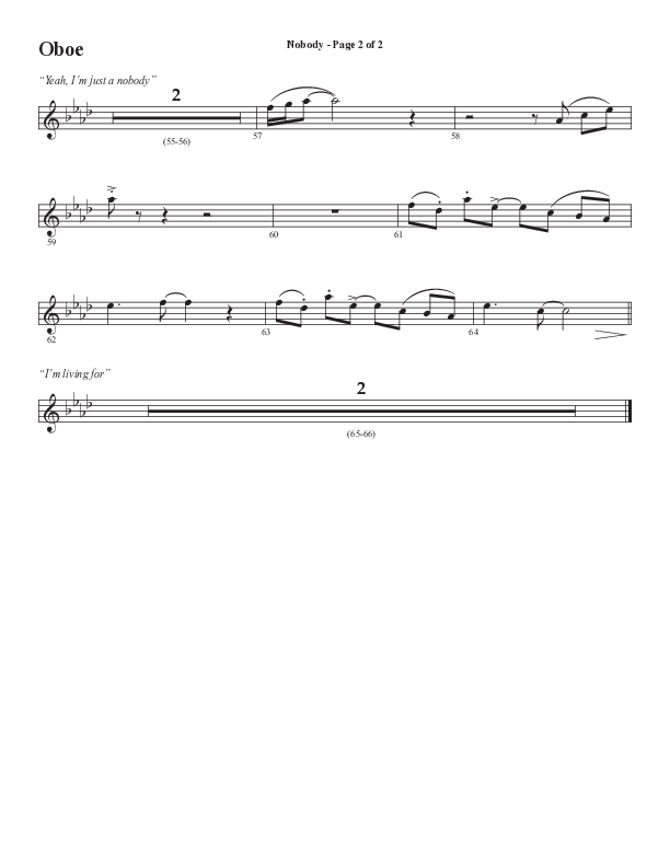Nobody (Choral Anthem SATB) Oboe (Semsen Music / Arr. Phil Nitz)