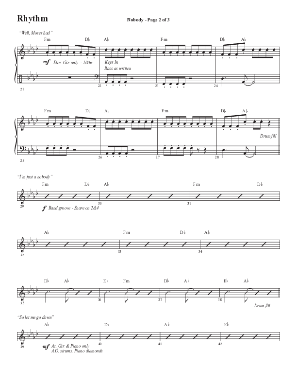 Nobody (Choral Anthem SATB) Rhythm Chart (Semsen Music / Arr. Phil Nitz)