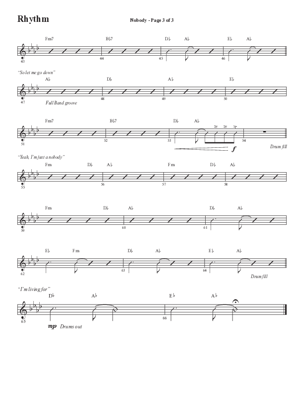Nobody (Choral Anthem SATB) Rhythm Chart (Semsen Music / Arr. Phil Nitz)