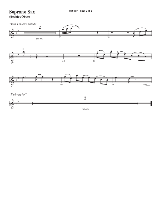 Nobody (Choral Anthem SATB) Soprano Sax (Semsen Music / Arr. Phil Nitz)