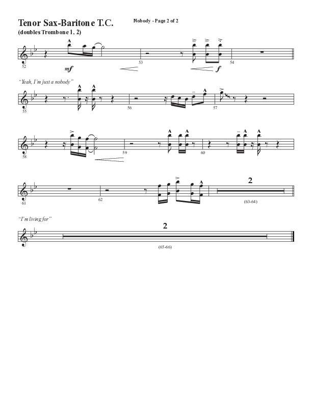 Nobody (Choral Anthem SATB) Tenor Sax/Baritone T.C. (Semsen Music / Arr. Phil Nitz)