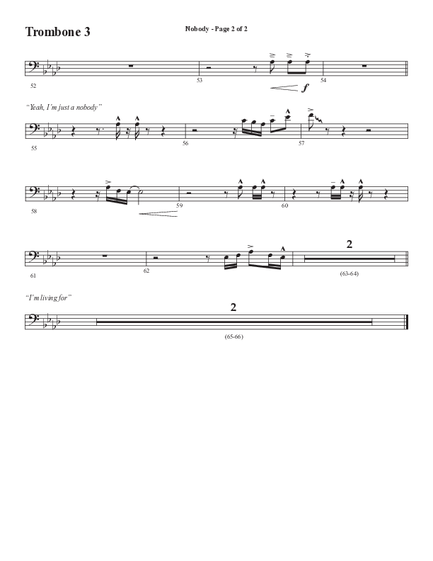 Nobody (Choral Anthem SATB) Trombone 3 (Semsen Music / Arr. Phil Nitz)