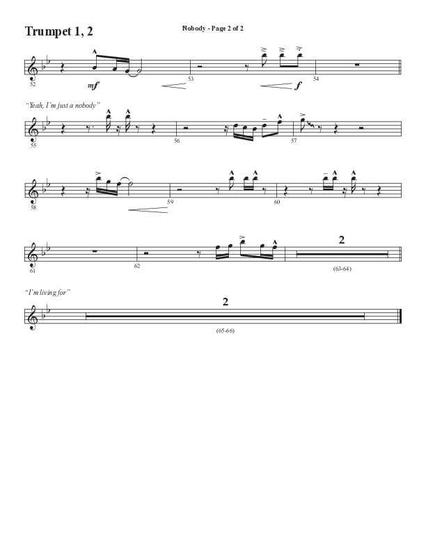 Nobody (Choral Anthem SATB) Trumpet 1,2 (Semsen Music / Arr. Phil Nitz)