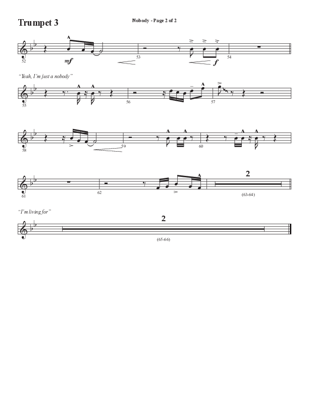 Nobody (Choral Anthem SATB) Trumpet 3 (Semsen Music / Arr. Phil Nitz)