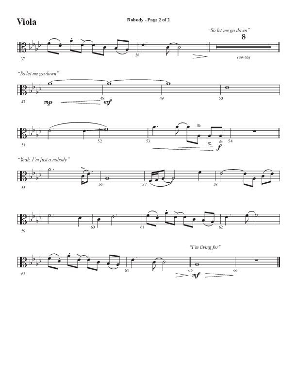 Nobody (Choral Anthem SATB) Viola (Semsen Music / Arr. Phil Nitz)