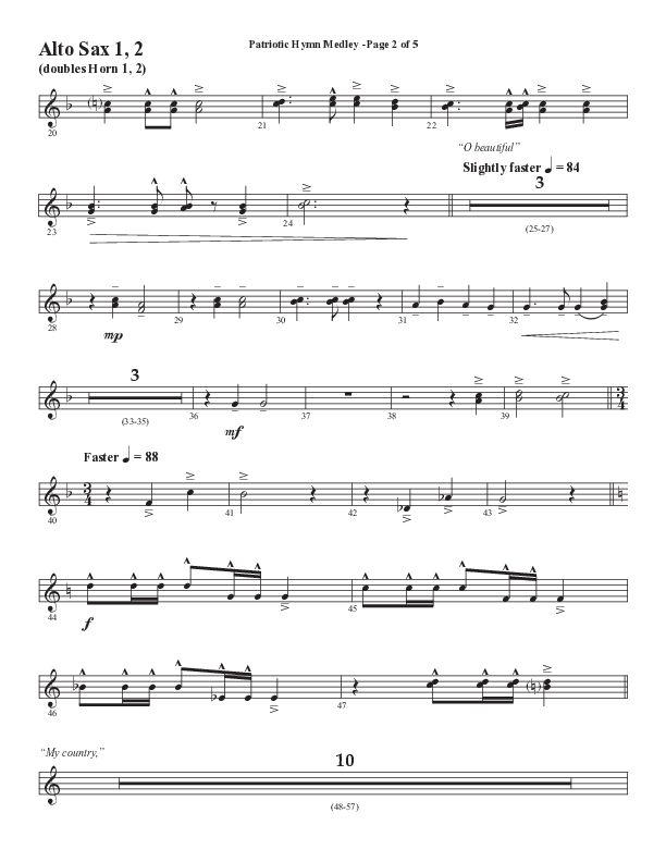 Patriotic Hymn Medley (Choral Anthem SATB) Alto Sax 1/2 (Semsen Music / Arr. John Bolin)