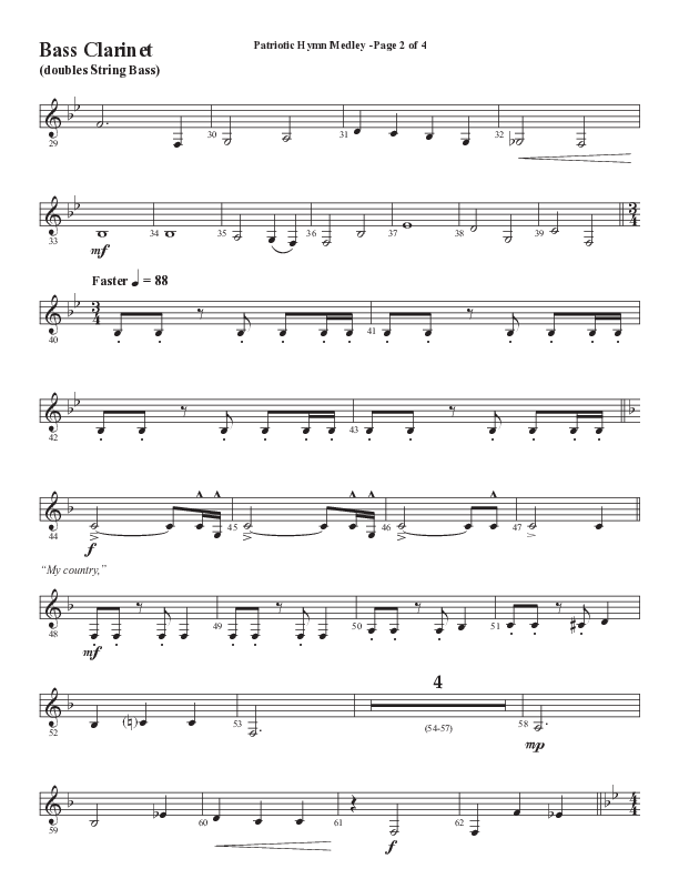 Patriotic Hymn Medley (Choral Anthem SATB) Bass Clarinet (Semsen Music / Arr. John Bolin)