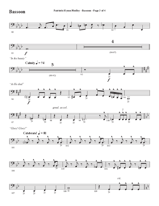 Patriotic Hymn Medley (Choral Anthem SATB) Bassoon (Semsen Music / Arr. John Bolin)