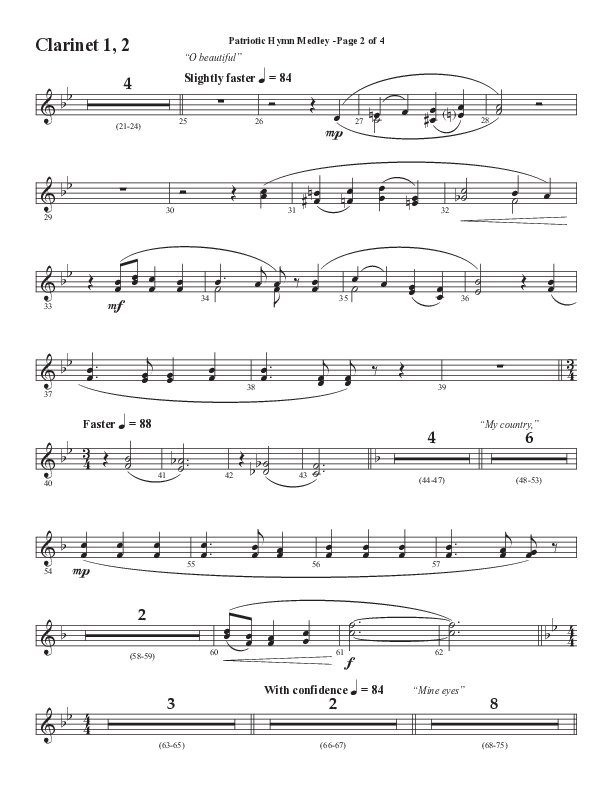 Patriotic Hymn Medley (Choral Anthem SATB) Clarinet 1/2 (Semsen Music / Arr. John Bolin)