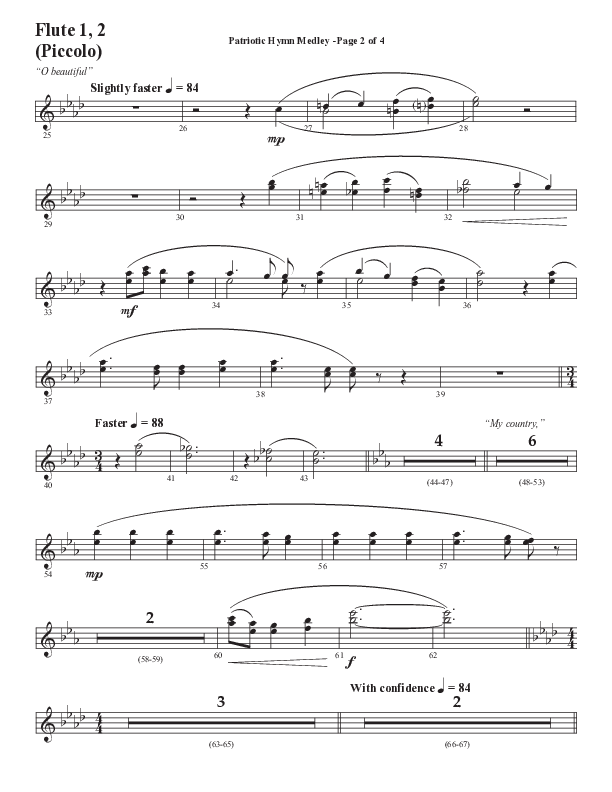 Patriotic Hymn Medley (Choral Anthem SATB) Flute 1/2 (Semsen Music / Arr. John Bolin)