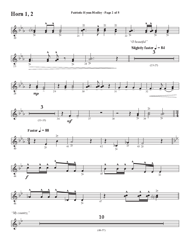 Patriotic Hymn Medley (Choral Anthem SATB) French Horn 1/2 (Semsen Music / Arr. John Bolin)