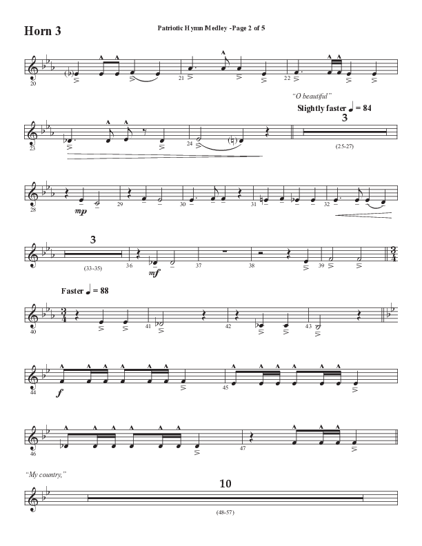 Patriotic Hymn Medley (Choral Anthem SATB) French Horn 3 (Semsen Music / Arr. John Bolin)