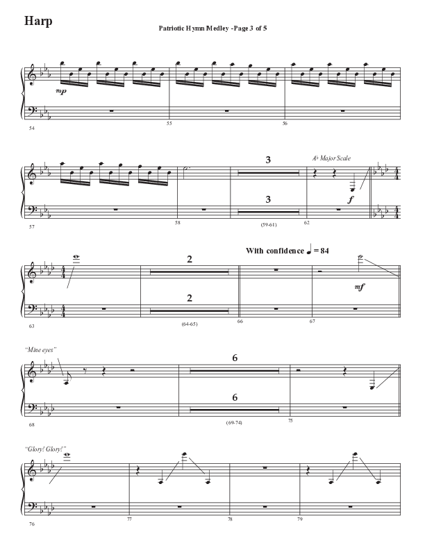 Patriotic Hymn Medley (Choral Anthem SATB) Harp (Semsen Music / Arr. John Bolin)
