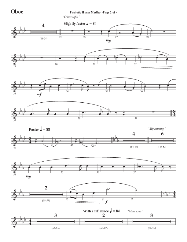 Patriotic Hymn Medley (Choral Anthem SATB) Oboe (Semsen Music / Arr. John Bolin)
