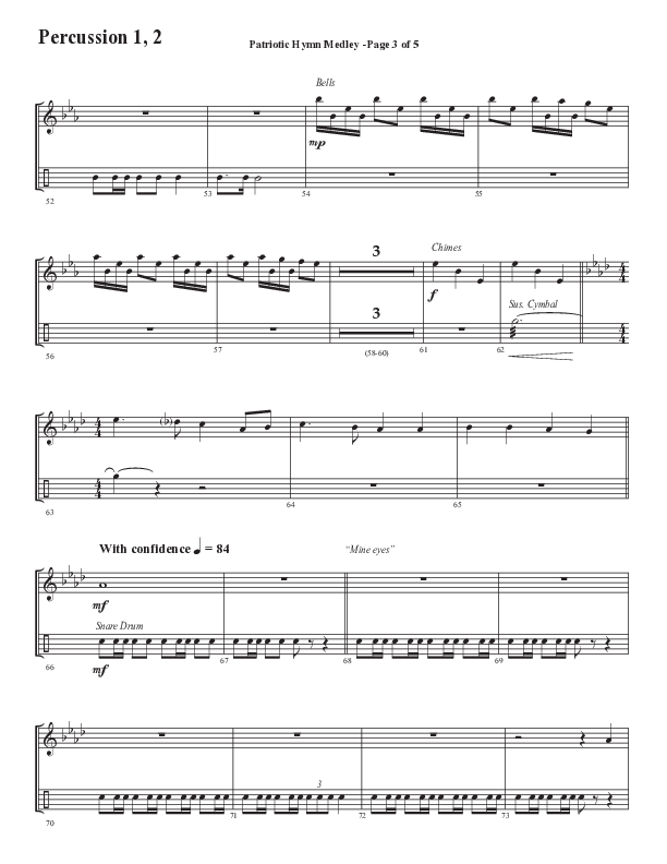 Patriotic Hymn Medley (Choral Anthem SATB) Percussion (Semsen Music / Arr. John Bolin)