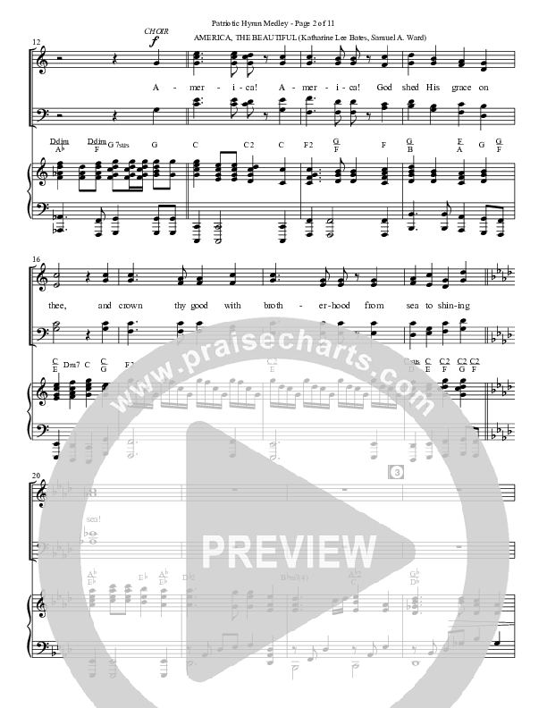 Patriotic Hymn Medley (Choral Anthem SATB) Anthem (SATB/Piano) (Semsen Music / Arr. John Bolin)