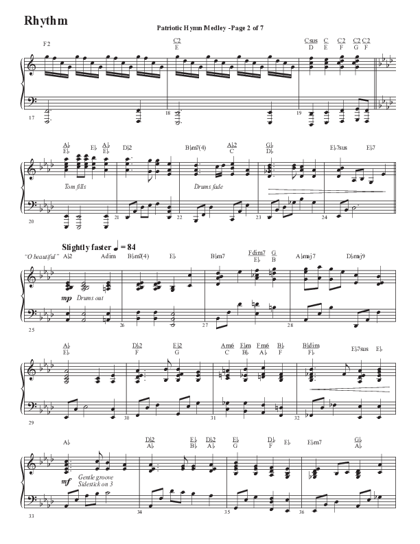 Patriotic Hymn Medley (Choral Anthem SATB) Rhythm Chart (Semsen Music / Arr. John Bolin)