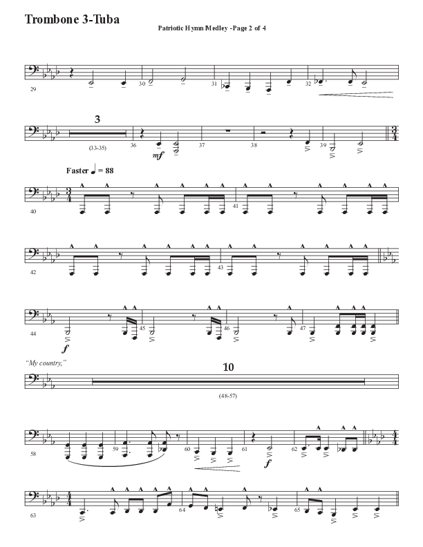Patriotic Hymn Medley (Choral Anthem SATB) Trombone 3/Tuba (Semsen Music / Arr. John Bolin)