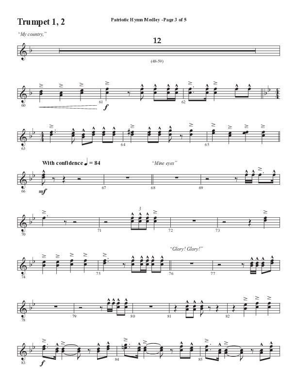 Patriotic Hymn Medley (Choral Anthem SATB) Trumpet 1,2 (Semsen Music / Arr. John Bolin)