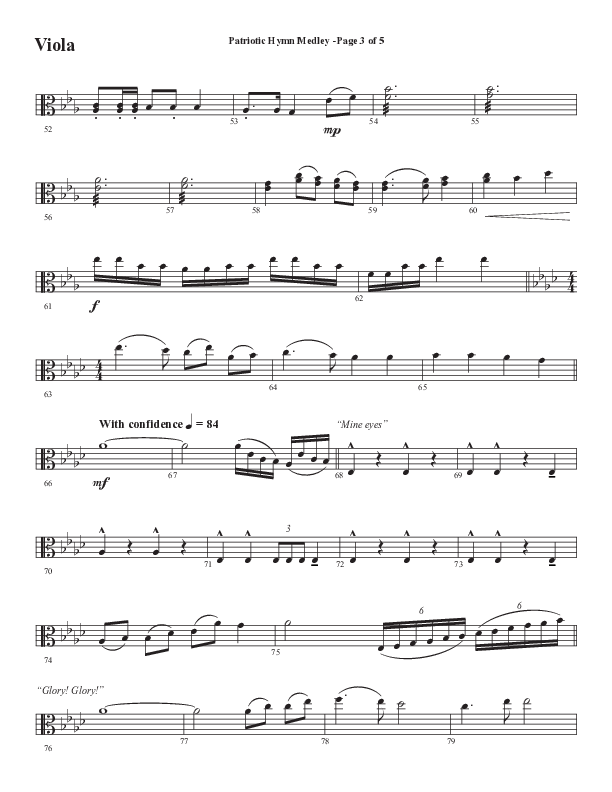 Patriotic Hymn Medley (Choral Anthem SATB) Viola (Semsen Music / Arr. John Bolin)
