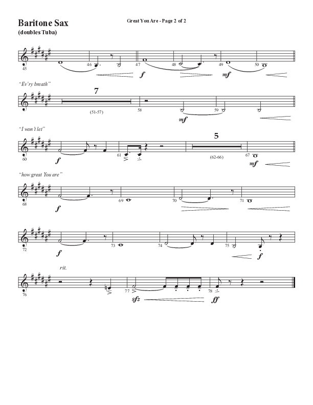 Great You Are (Choral Anthem SATB) Bari Sax (Semsen Music / Arr. Debora Cahoon)