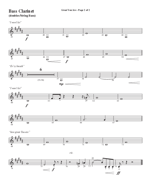 Great You Are (Choral Anthem SATB) Bass Clarinet (Semsen Music / Arr. Debora Cahoon)