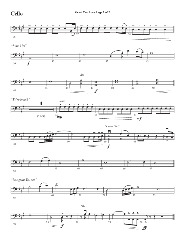 Great You Are (Choral Anthem SATB) Cello (Semsen Music / Arr. Debora Cahoon)