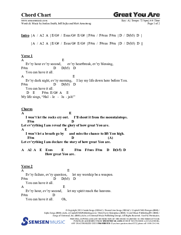 Great You Are (Choral Anthem SATB) Chords & Lead Sheet (Semsen Music / Arr. Debora Cahoon)