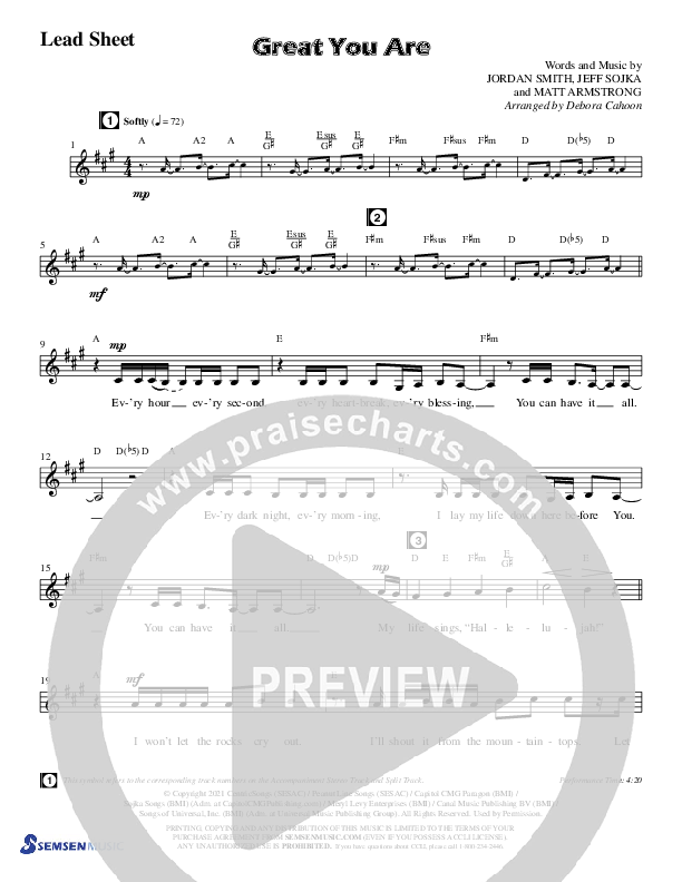Great You Are (Choral Anthem SATB) Chords & Lead Sheet (Semsen Music / Arr. Debora Cahoon)