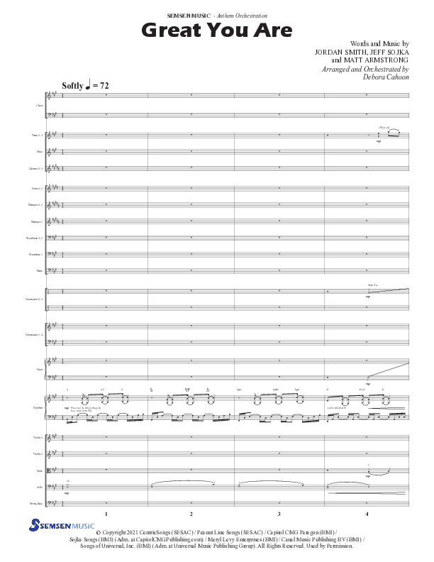 Great You Are (Choral Anthem SATB) Orchestration (Semsen Music / Arr. Debora Cahoon)