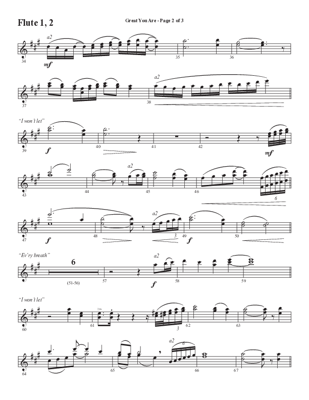Great You Are (Choral Anthem SATB) Flute 1/2 (Semsen Music / Arr. Debora Cahoon)